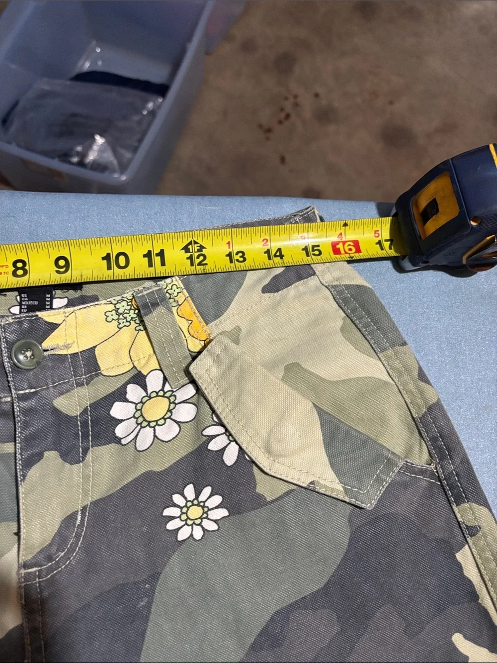 Forever 21 Olive Camo Cargo Pants with Yellow Floral Print